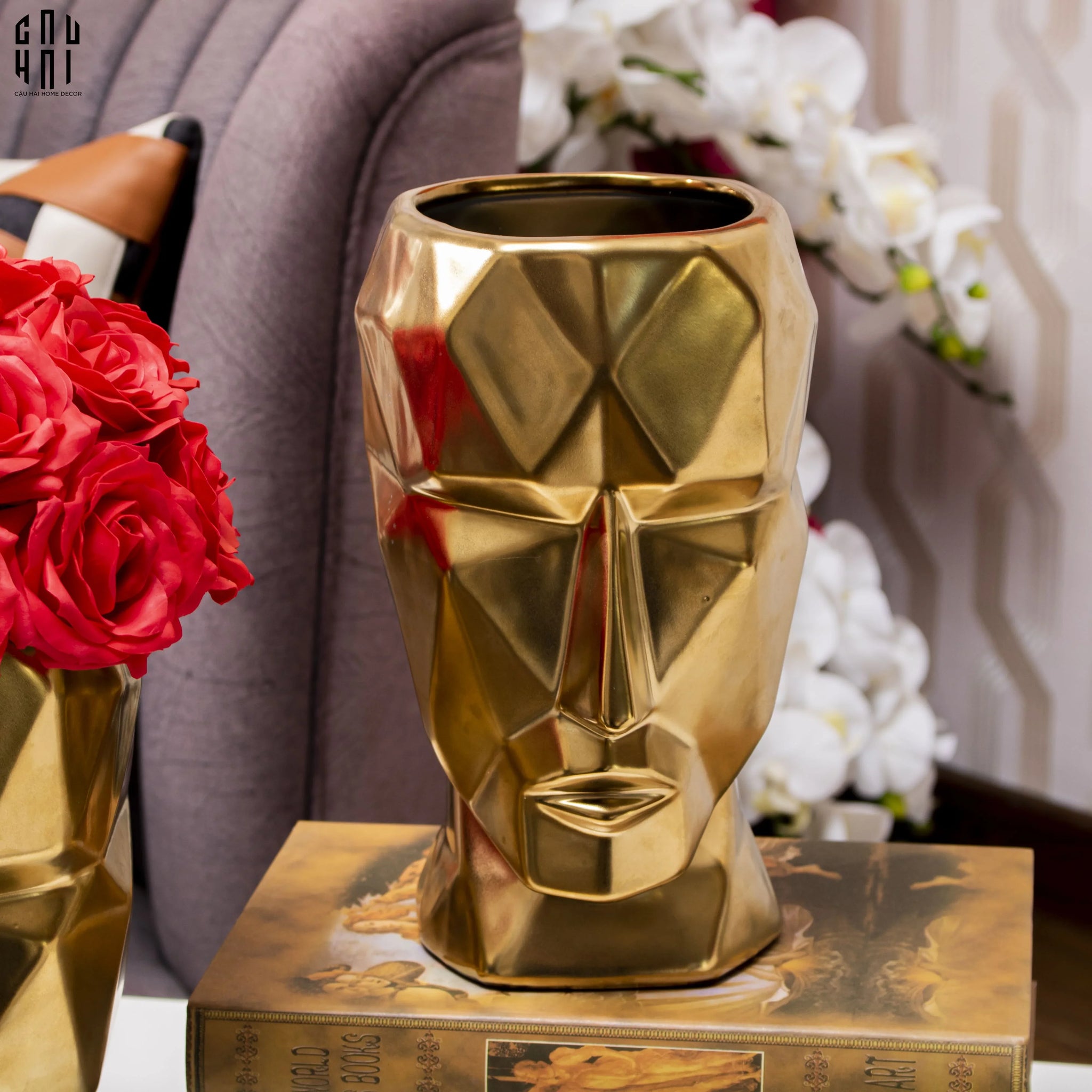 Bình Hoa Golden Moai-CẬU HAI HOME DECOR