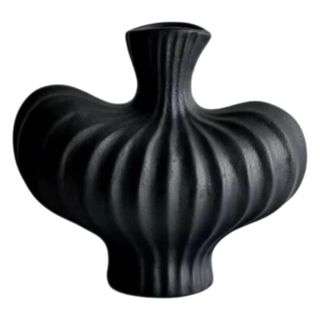Bình Hoa Gốm Đen Petit Noir Plissé Vase 19x19.5 - Cậu Hai Home Decor