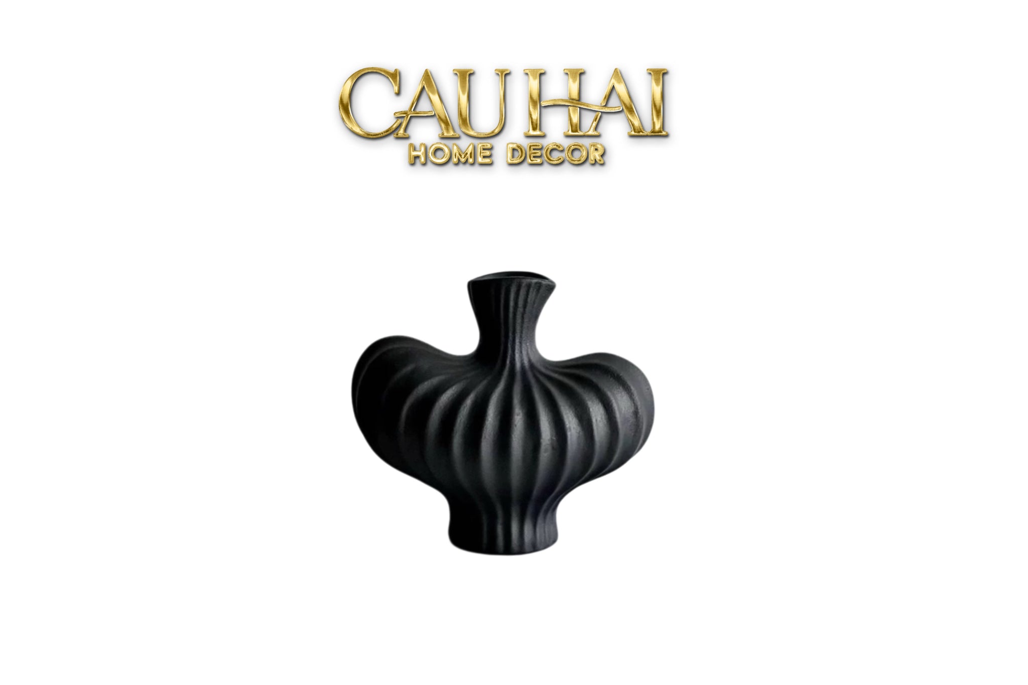 Bình Hoa Gốm Đen Petit Noir Plissé Vase 19x19.5-CẬU HAI HOME DECOR
