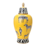 Bình Hoa Gốm Sứ Tráng Men Zebra Doré Lidded Vase H49
