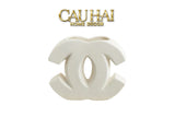 Bình Hoa Gốm Trắng Coco Blanche Iconique Couture Vase 15x18-BÌNH HOA-CẬU HAI HOME DECOR