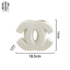 Bình Hoa Gốm Trắng Coco Blanche Iconique Couture Vase 15x18-CẬU HAI HOME DECOR