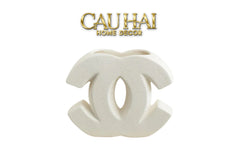 Bình Hoa Gốm Trắng Coco Blanche Iconique Couture Vase 15x18-CẬU HAI HOME DECOR