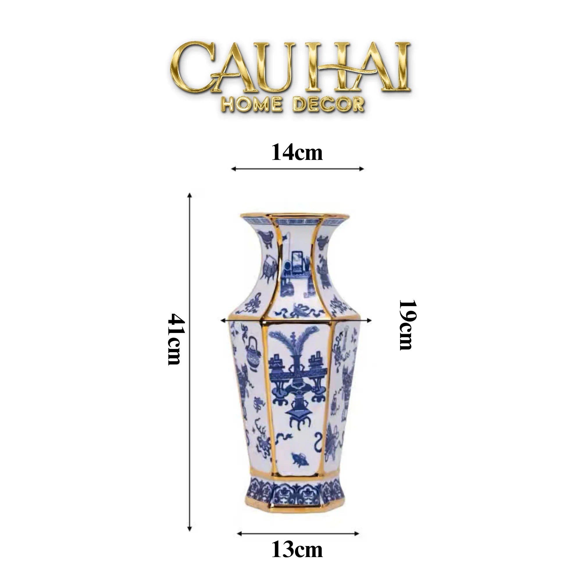 Bình Hoa Kim Tôn Lăng Trấn - Indochine Indigo Porcelain Vase 41-CẬU HAI HOME DECOR