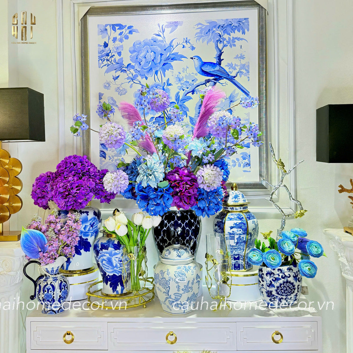 Bình Hoa Kim Tôn Lăng Trấn - Indochine Indigo Porcelain Vase H41-BÌNH HOA-CẬU HAI HOME DECOR