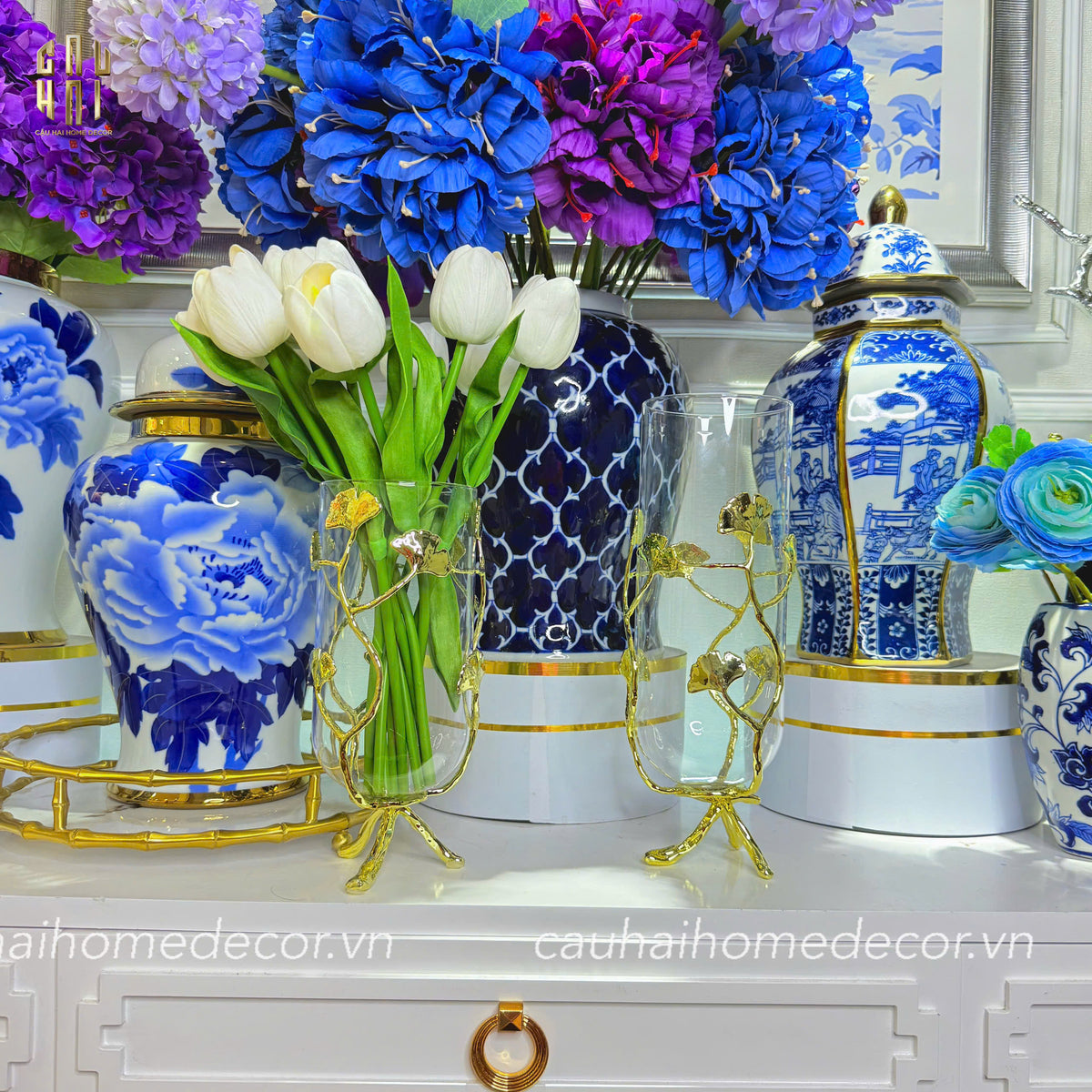 Bình Hoa Kim Tôn Lăng Trấn - Indochine Indigo Porcelain Vase H41-BÌNH HOA-CẬU HAI HOME DECOR