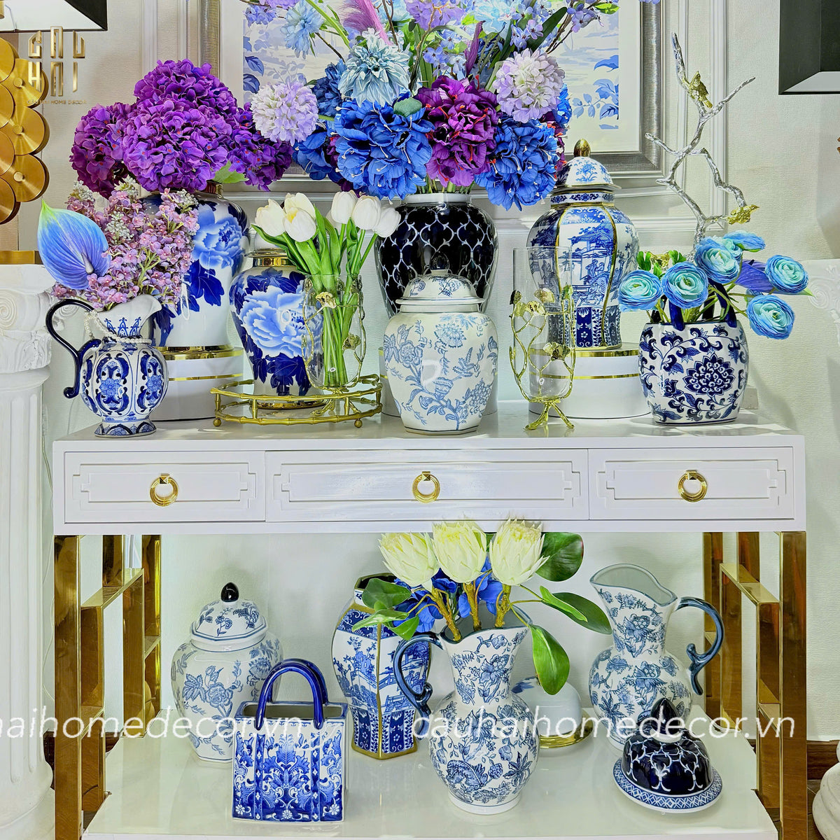 Bình Hoa Kim Tôn Lăng Trấn - Indochine Indigo Porcelain Vase H41-BÌNH HOA-CẬU HAI HOME DECOR