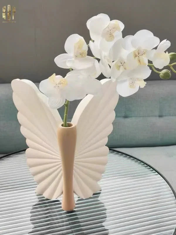 Bình Hoa Papillon Angel In Bloom - Beige H26x24x16-CẬU HAI HOME DECOR
