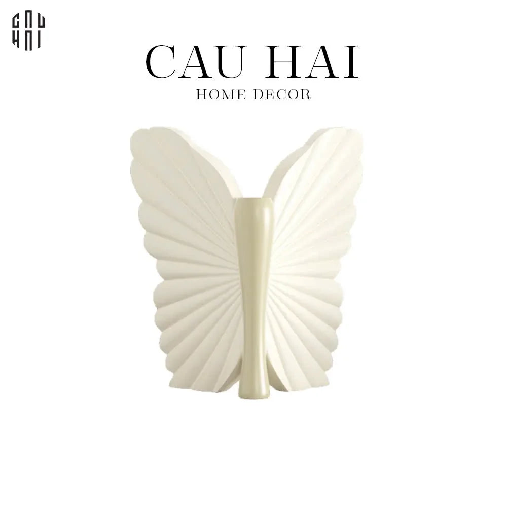 Bình Hoa Papillon Angel In Bloom - Beige H26x24x16-CẬU HAI HOME DECOR