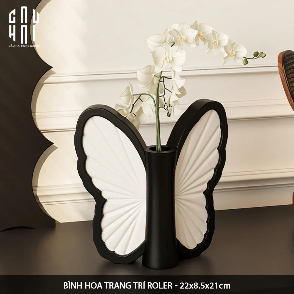 Bình Hoa Papillon - Blanc Et Noir Ss25-CẬU HAI HOME DECOR