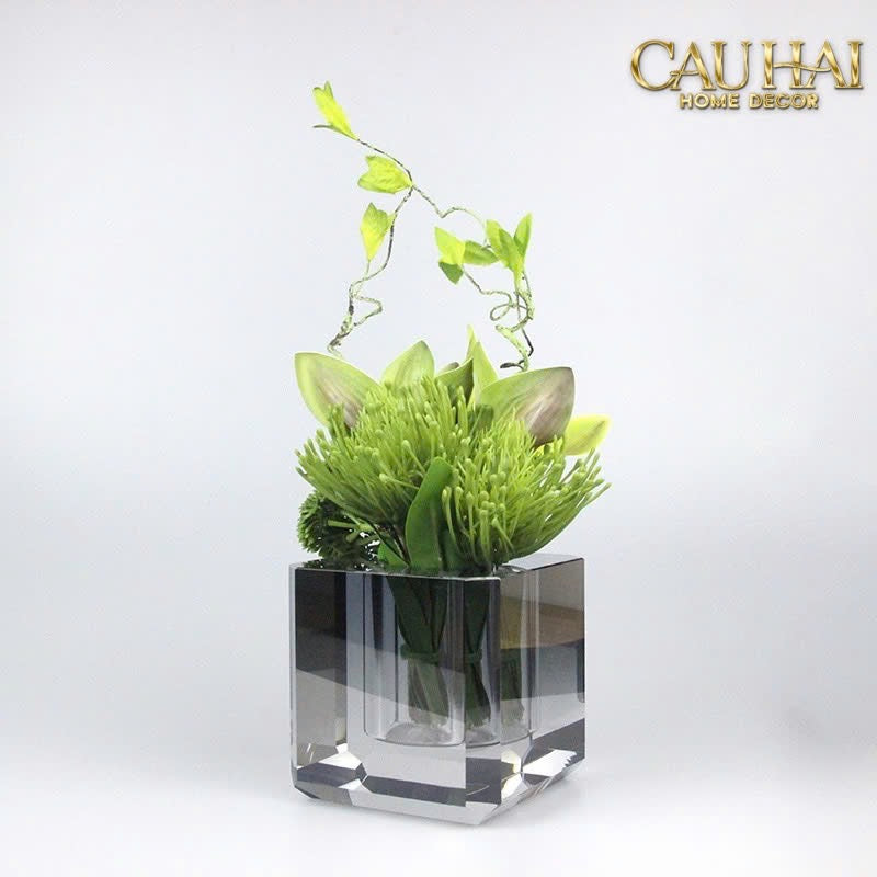 Bình Hoa Pha Lê Savoir Ambre – Modern Crystal Block - CẬU HAI HOME DECOR