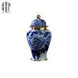 Bình Hoa Phù Dung Men Lam 18x39-BÌNH HOA-CẬU HAI HOME DECOR