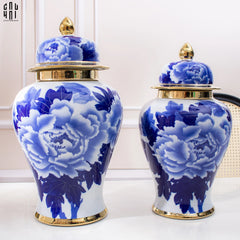 Bình Hoa Phù Dung Men Lam Size 39-CẬU HAI HOME DECOR