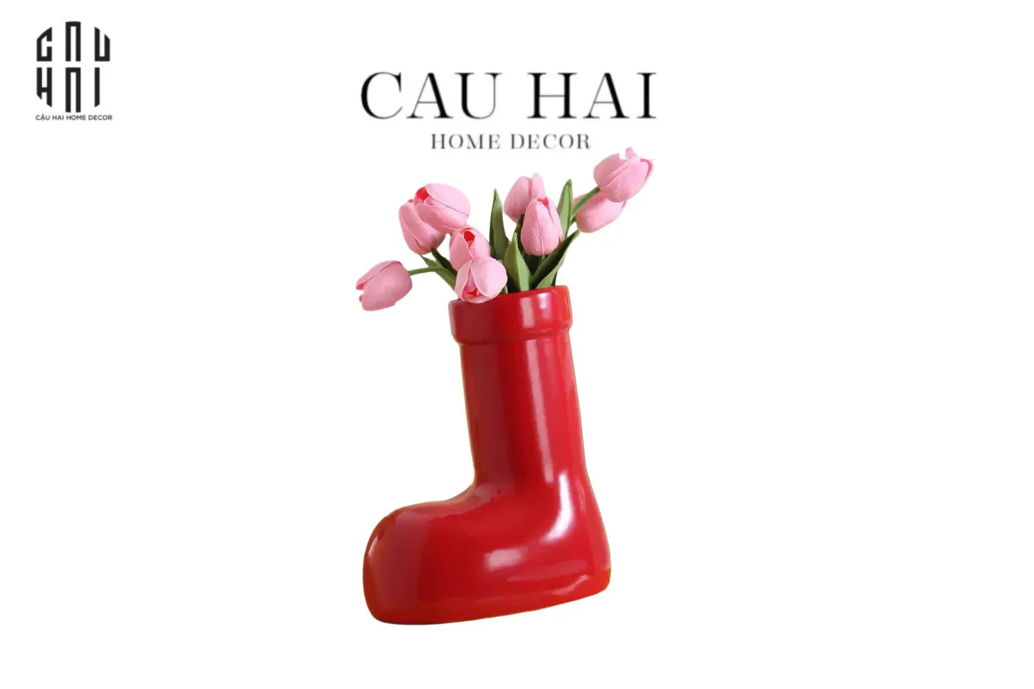 BÌNH HOA RED GLOSSY BOOT-CẬU HAI HOME DECOR