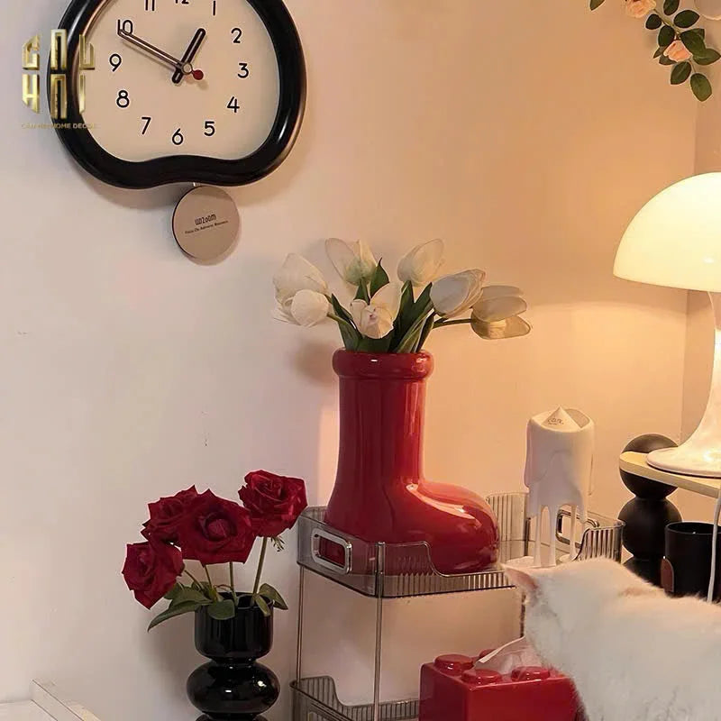BÌNH HOA RED GLOSSY BOOT-CẬU HAI HOME DECOR