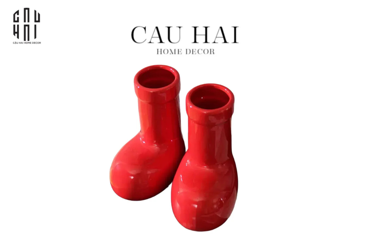 BÌNH HOA RED GLOSSY BOOT-CẬU HAI HOME DECOR
