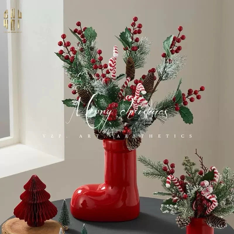 BÌNH HOA RED GLOSSY BOOT-CẬU HAI HOME DECOR