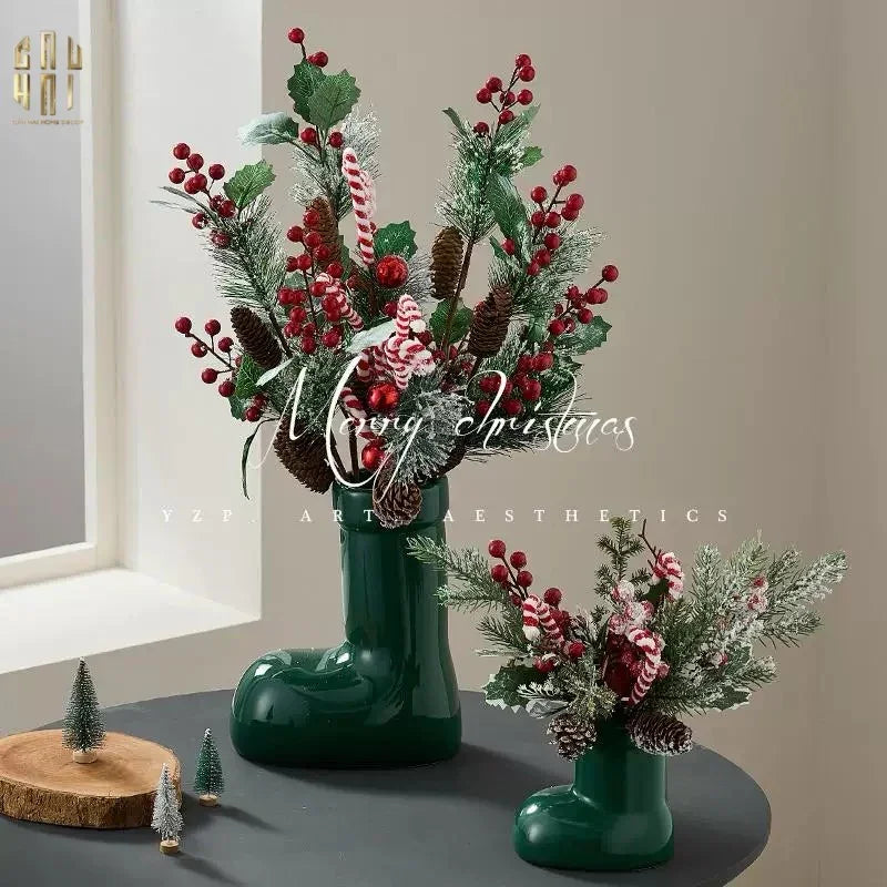 BÌNH HOA RED GLOSSY BOOT-CẬU HAI HOME DECOR
