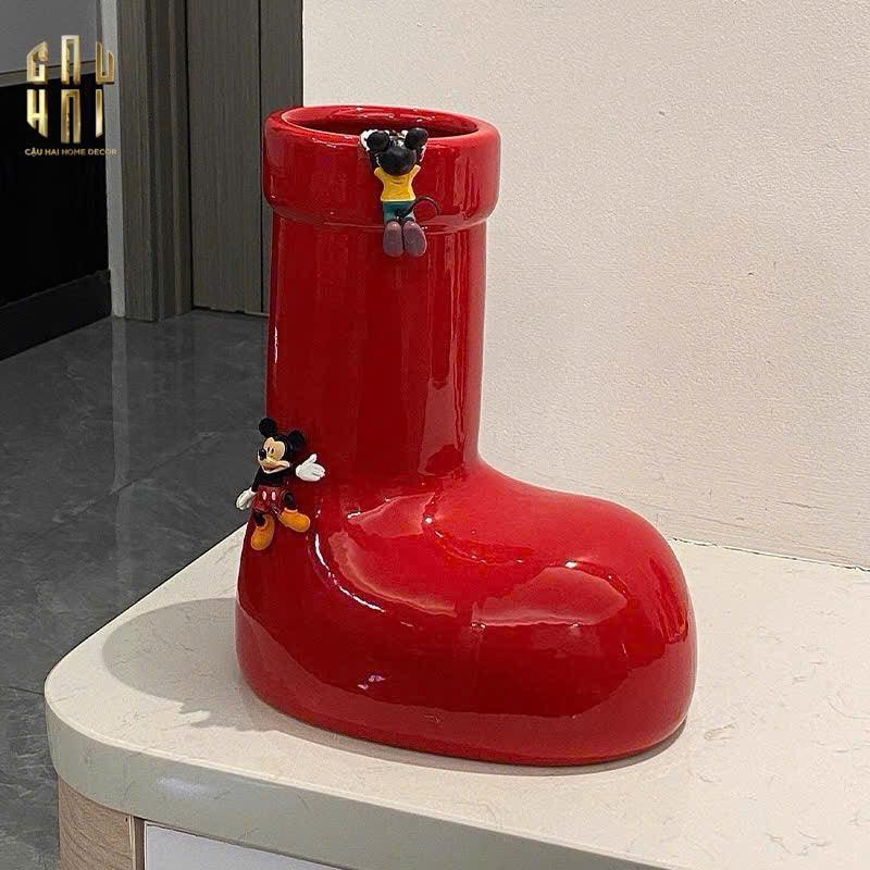 BÌNH HOA RED GLOSSY BOOT-CẬU HAI HOME DECOR