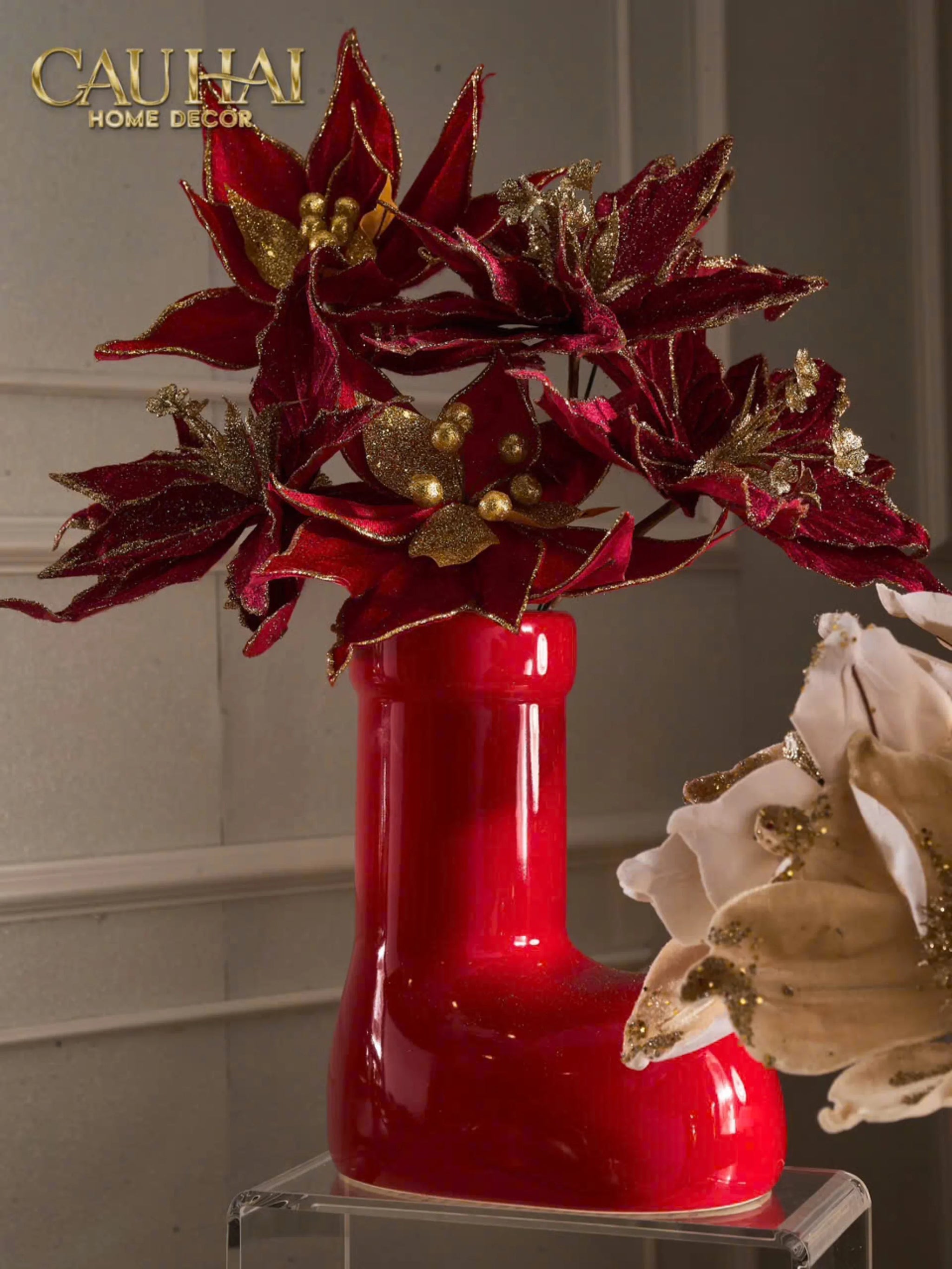 Bình Hoa Rouge Glossy Bubblr Boot Vase-CẬU HAI HOME DECOR