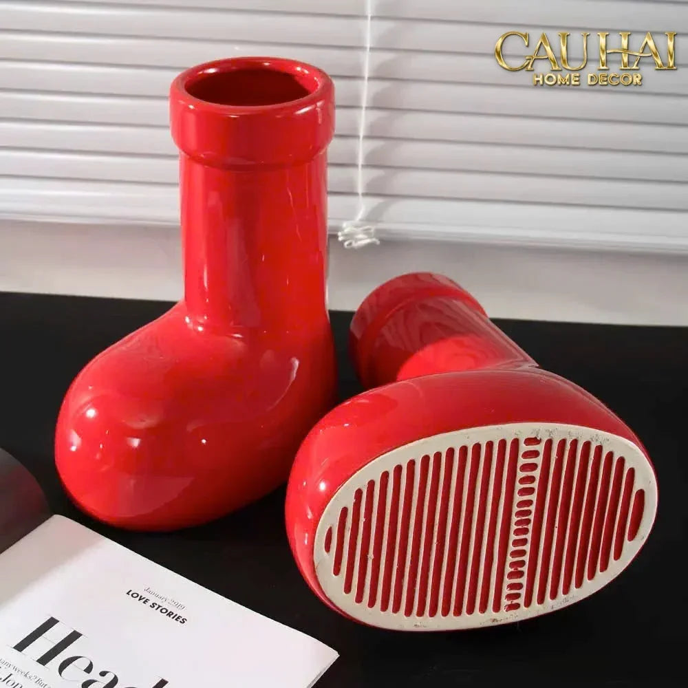 Bình Hoa Rouge Glossy Bubblr Boot Vase-CẬU HAI HOME DECOR