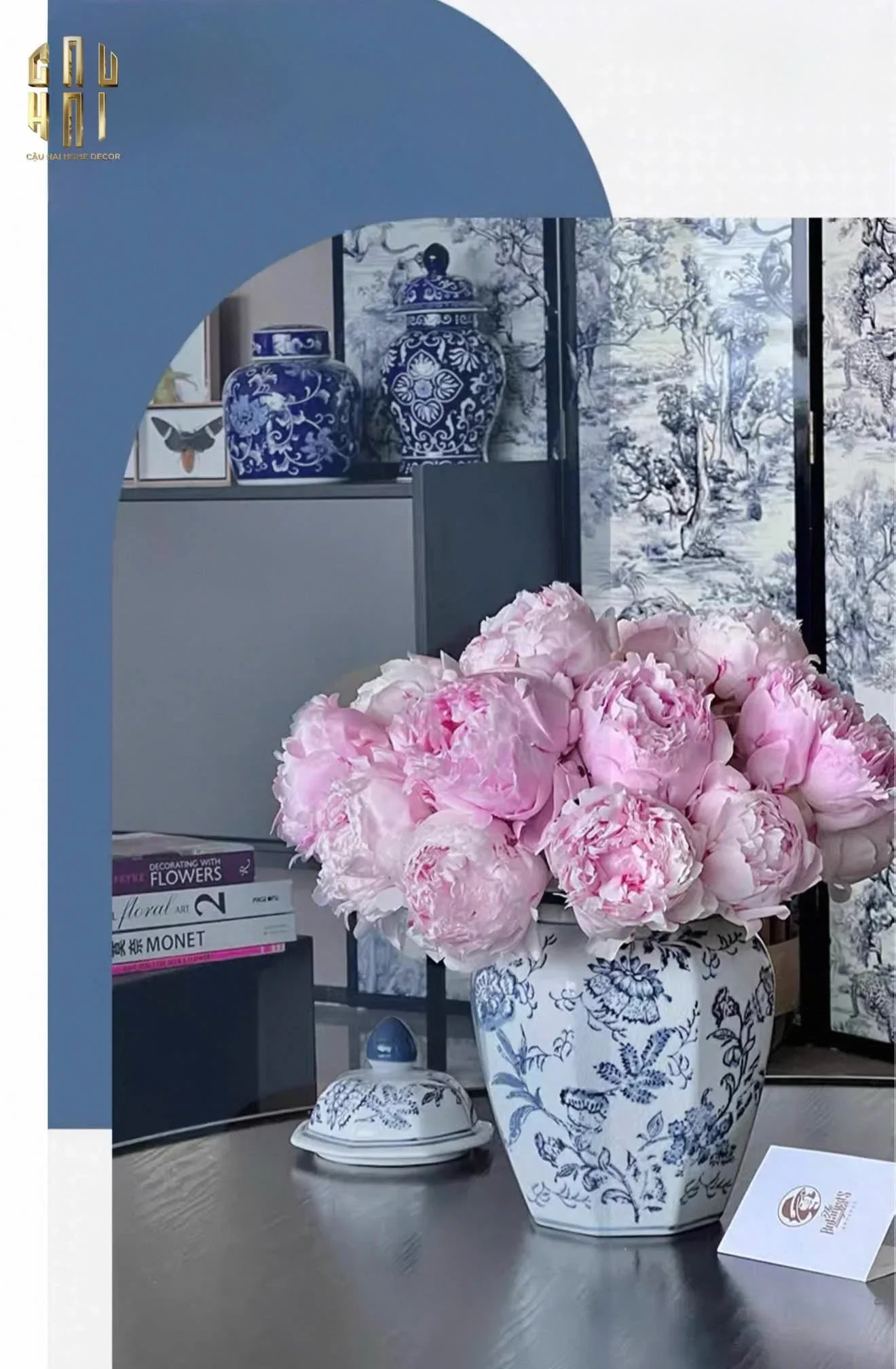 BÌNH HOA SỨ TRÁNG MEN INDOCHINE FLORA-CẬU HAI HOME DECOR