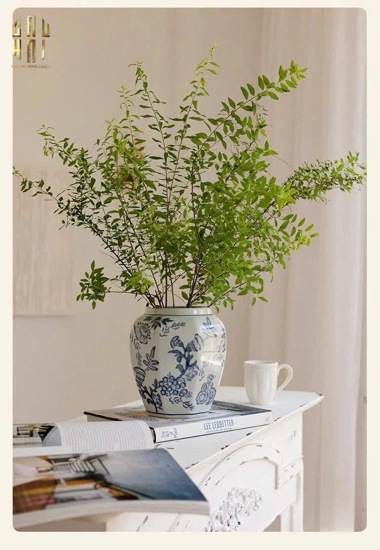 BÌNH HOA SỨ TRÁNG MEN INDOCHINE FLORA-CẬU HAI HOME DECOR