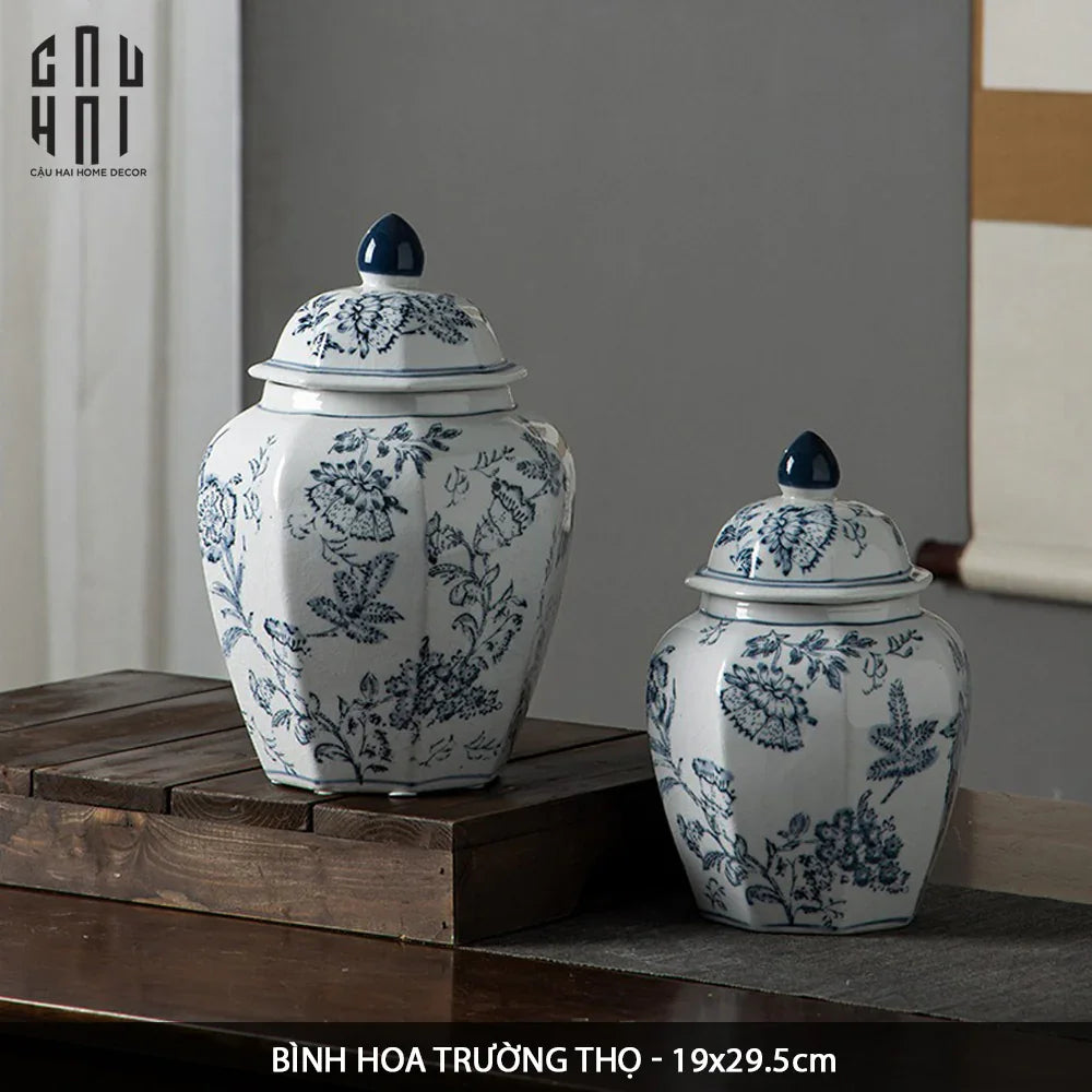 BÌNH HOA SỨ TRÁNG MEN INDOCHINE FLORA-CẬU HAI HOME DECOR