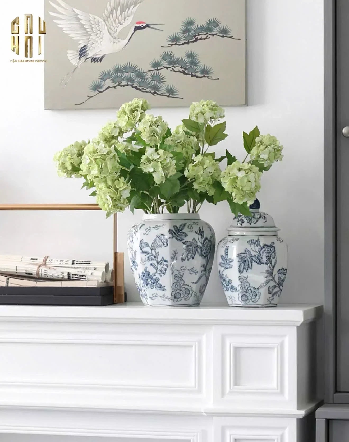 BÌNH HOA SỨ TRÁNG MEN INDOCHINE FLORA-CẬU HAI HOME DECOR