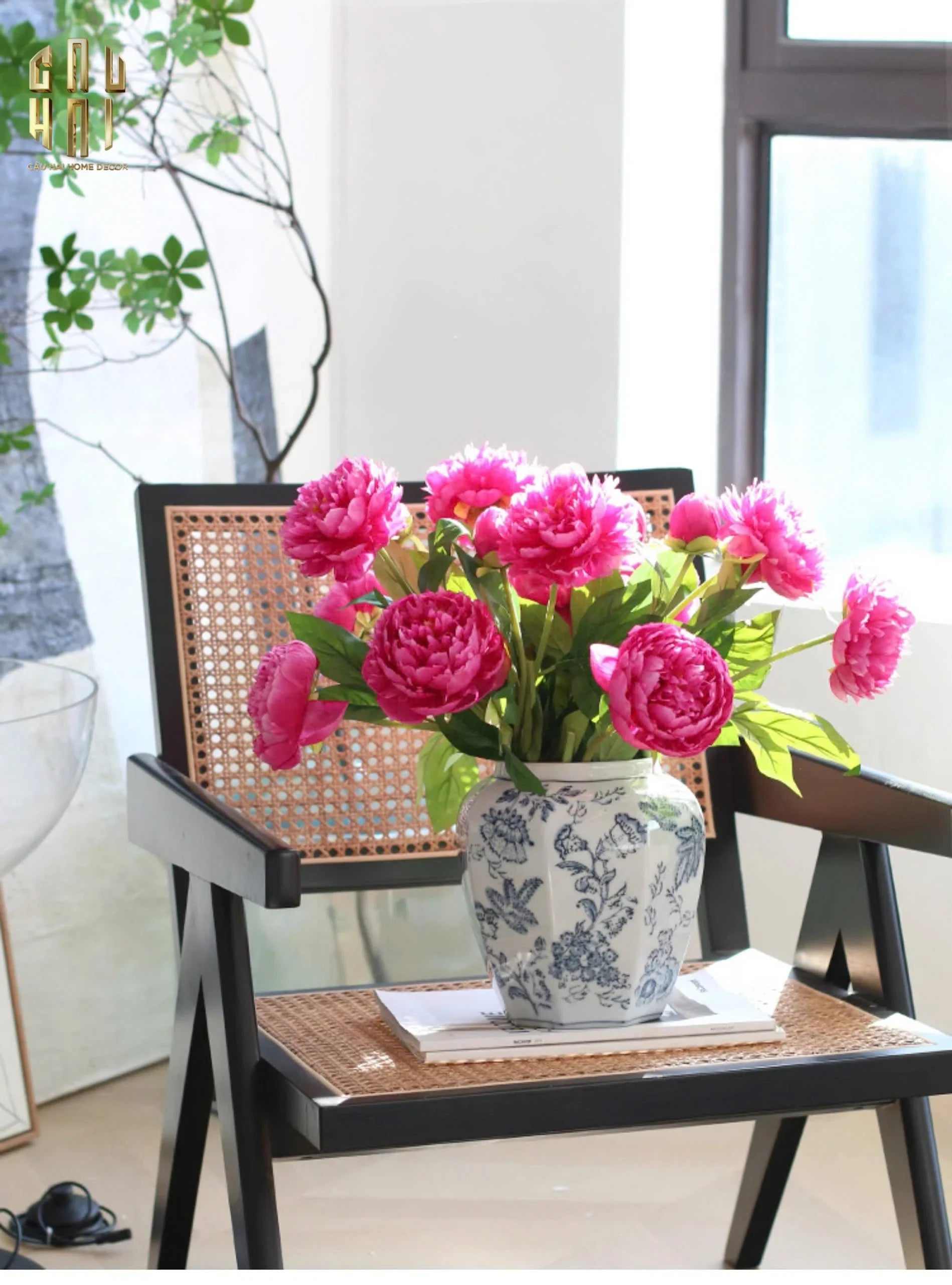 BÌNH HOA SỨ TRÁNG MEN INDOCHINE FLORA-CẬU HAI HOME DECOR