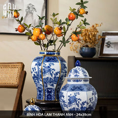 Bình Hoa Sứ Tráng Men Lam Thanh Anh-CẬU HAI HOME DECOR