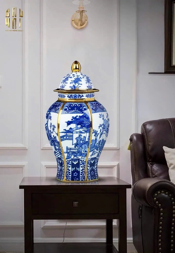 Bình Hoa Sứ Tráng Men Lam Thanh Anh-CẬU HAI HOME DECOR