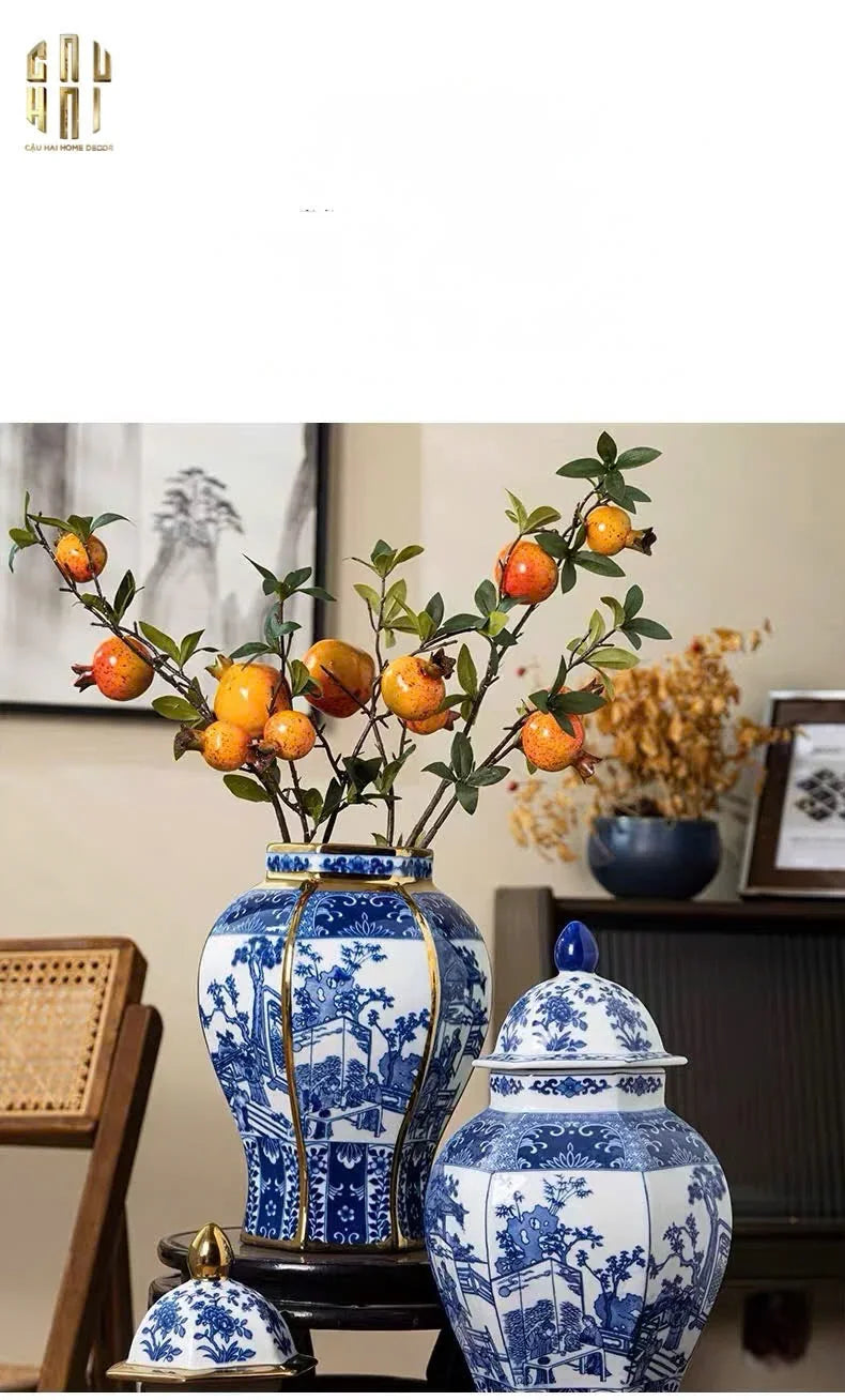 Bình Hoa Sứ Tráng Men Lam Thanh Anh-CẬU HAI HOME DECOR