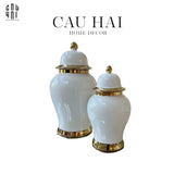 BÌNH HOA SỨ TRẮNG WINDSOR SKYLINE H33-CẬU HAI HOME DECOR