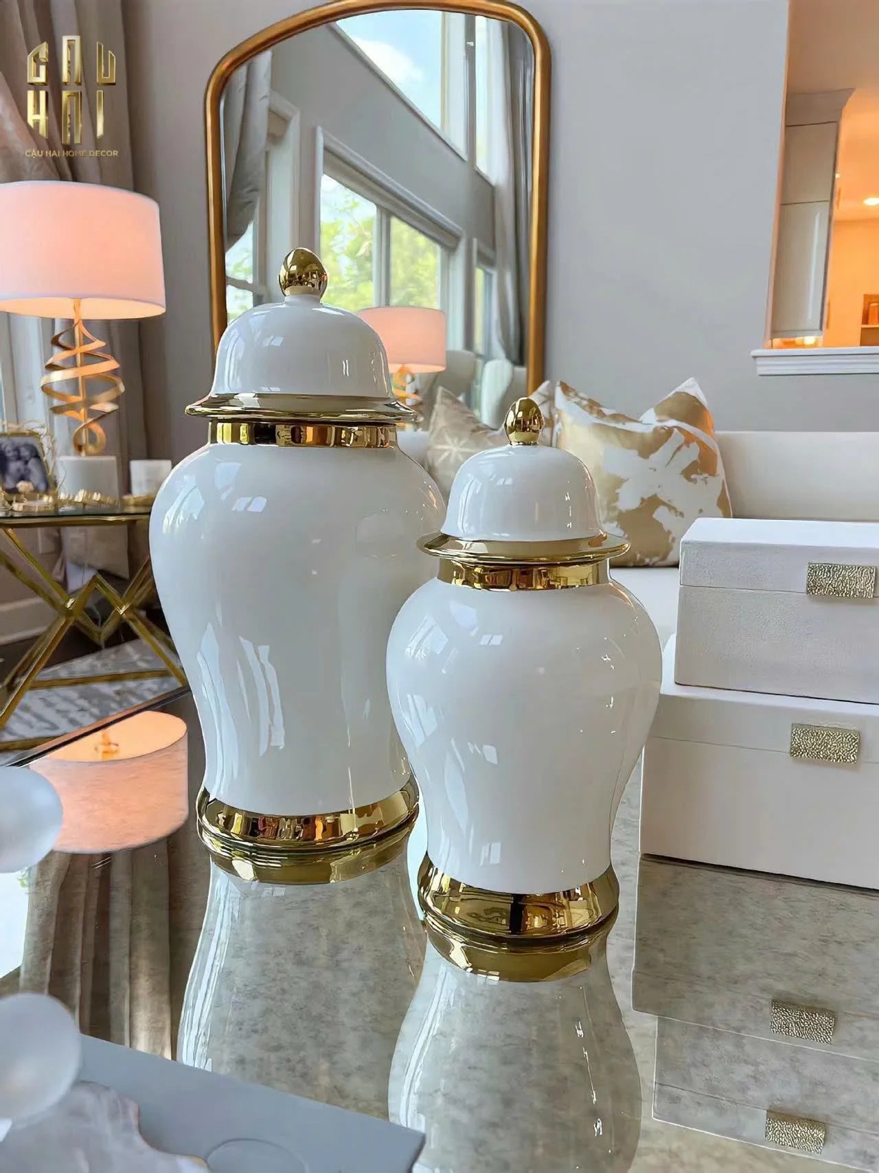 BÌNH HOA SỨ TRẮNG WINDSOR SKYLINE H42-CẬU HAI HOME DECOR