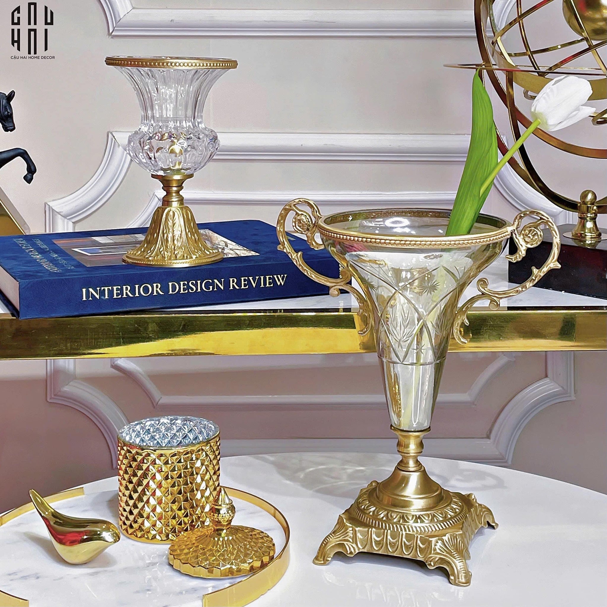 BÌNH HOA THUỶ TINH BRONZE GLASS MILNER-CẬU HAI HOME DECOR