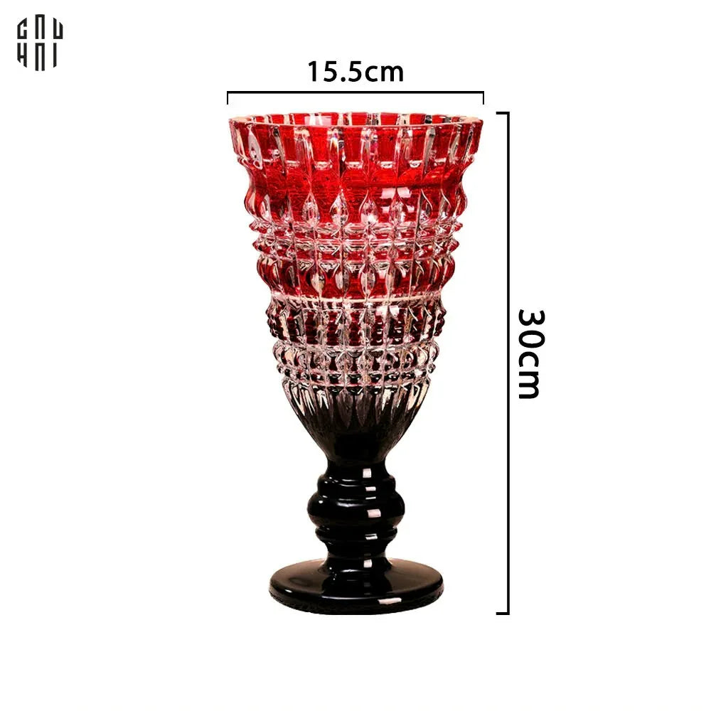 BÌNH HOA THUỶ TINH CRYSTAL RUBY CRIMSON SS25-CẬU HAI HOME DECOR