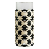 Bình Hoa Thuỷ Tinh Hình Trụ Phối Da Đan Woven Leather Cylinder Glass Vase 10x25 - Cậu Hai Home Decor