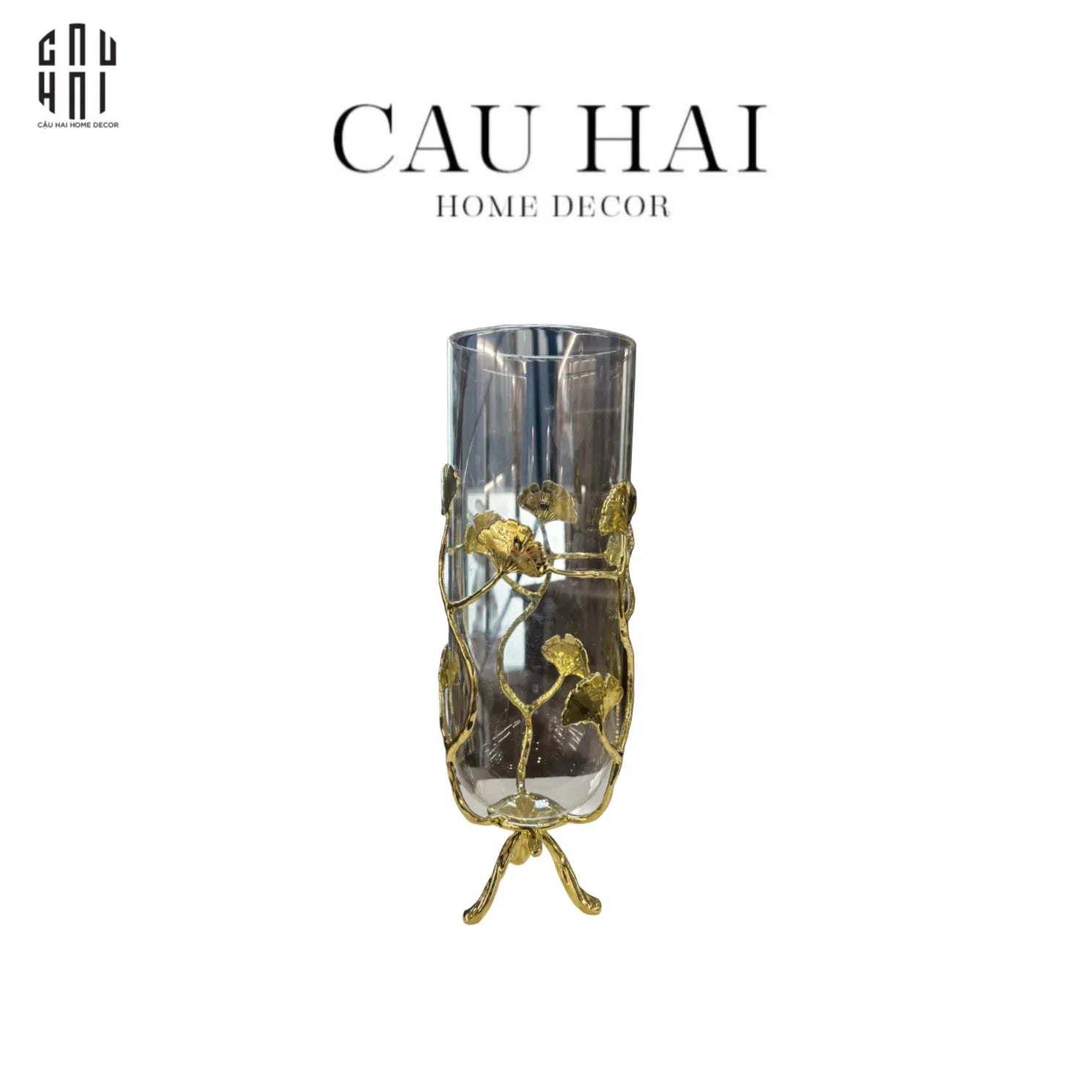 Bình Hoa Thuỷ Tinh Spring Ginkgo Size H30-CẬU HAI HOME DECOR