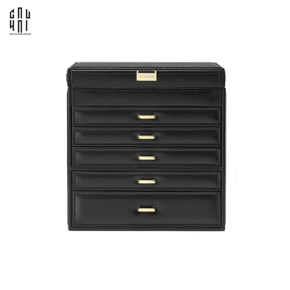 BIRKIN ACCESSORIES LEATHER BOX - BLACK-CẬU HAI HOME DECOR