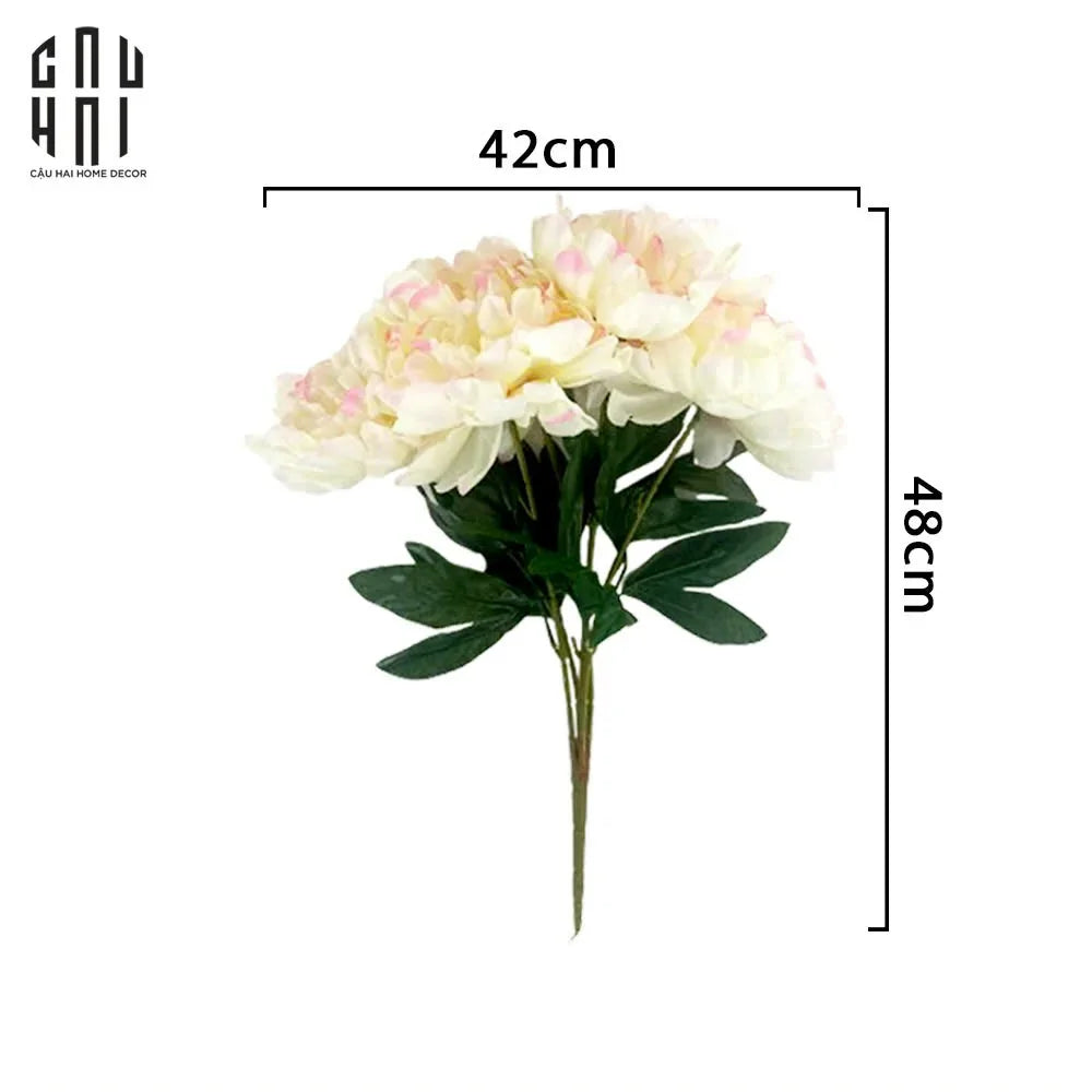 BÓ 5 HOA MẪU ĐƠN PEONY HỒNG BABE-CẬU HAI HOME DECOR