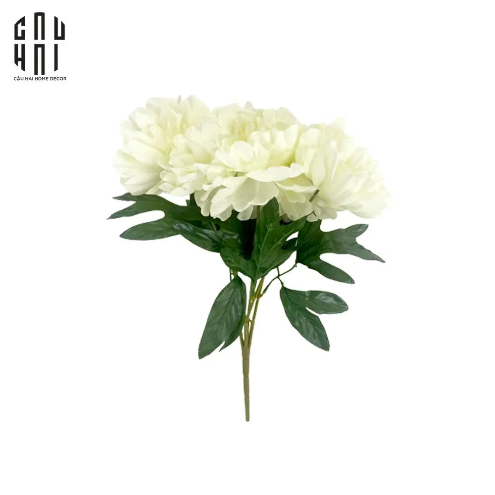 BÓ 5 HOA MẪU ĐƠN PEONY TRẮNG-CẬU HAI HOME DECOR