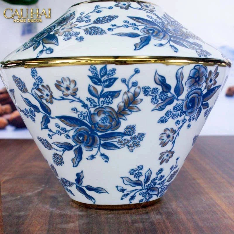 Bộ Bình Hoa Indochine Thanh Hoa Cát Lợi Tường Hoà Indigo Porcelain Vases-CẬU HAI HOME DECOR