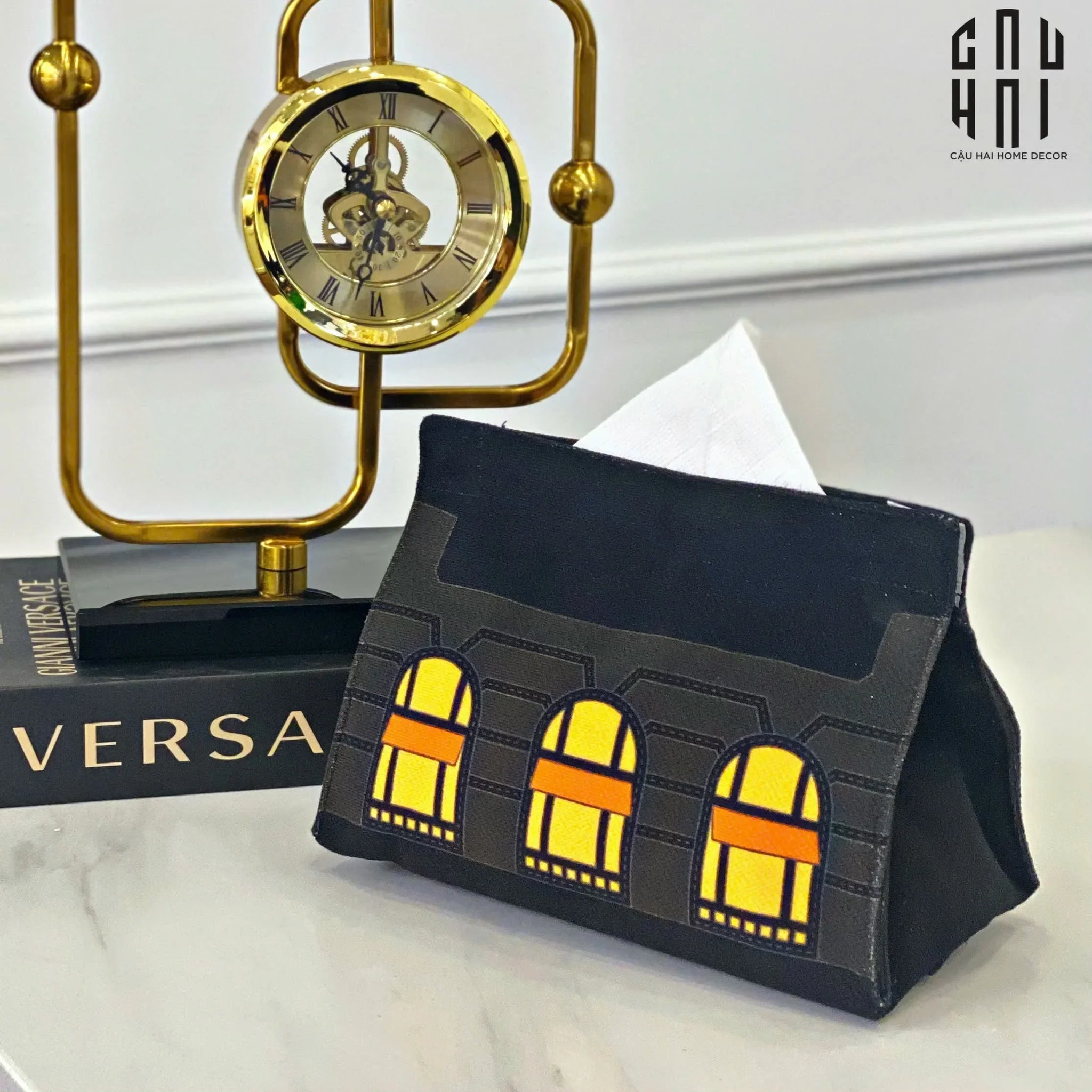 BỌC GIẤY SỢI VẢI CANVAS EMMA - BLACK-CẬU HAI HOME DECOR