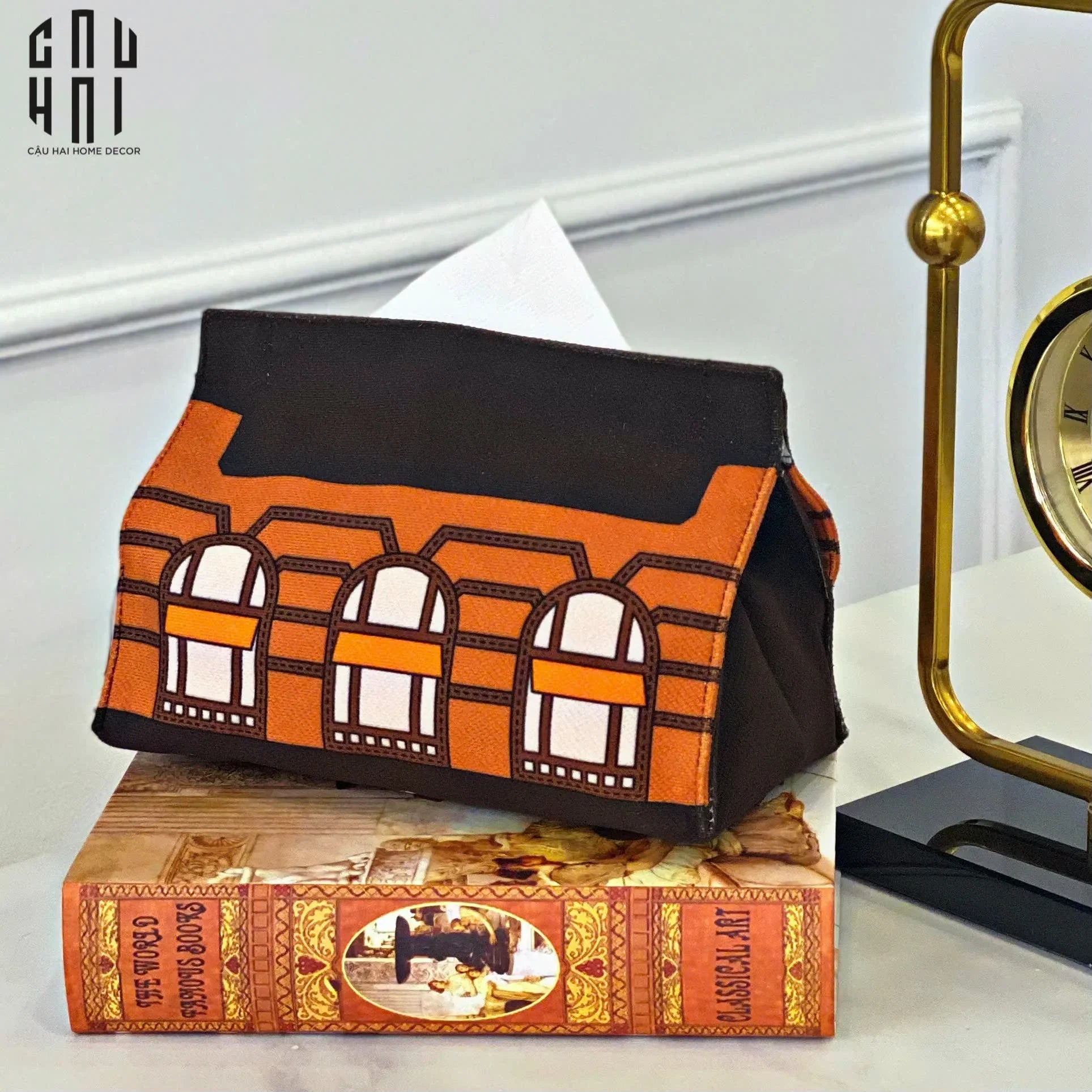 BỌC GIẤY SỢI VẢI CANVAS EMMA - ORANGE-CẬU HAI HOME DECOR