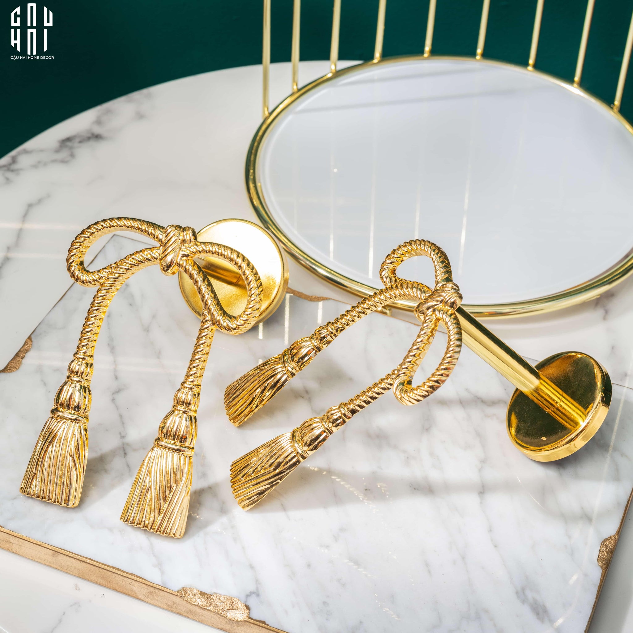 SET CỘT MÀN ĐỒNG BOWS BRASS CURTAIN TIEBACK 2PCS-CẬU HAI HOME DECOR