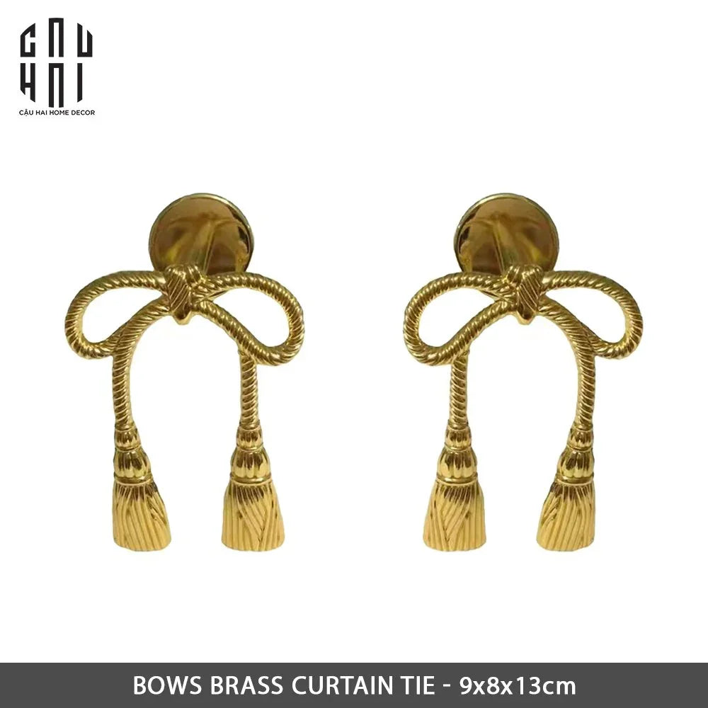 SET CỘT MÀN ĐỒNG BOWS BRASS CURTAIN TIEBACK 2PCS-CẬU HAI HOME DECOR