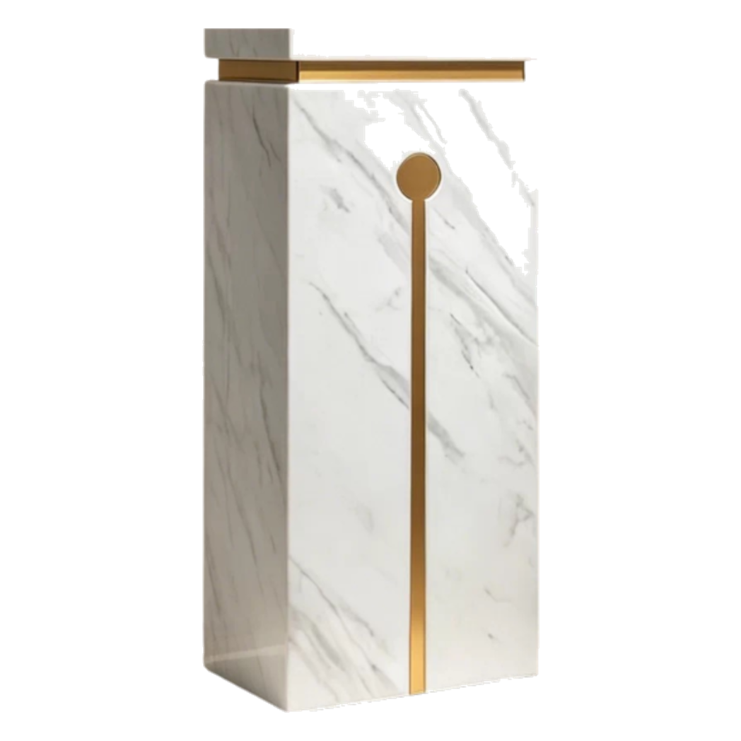 Bục Trang Trí Marble Chữ Nhật Axis D'Or Ivory H100 - Cậu Hai Home Decor