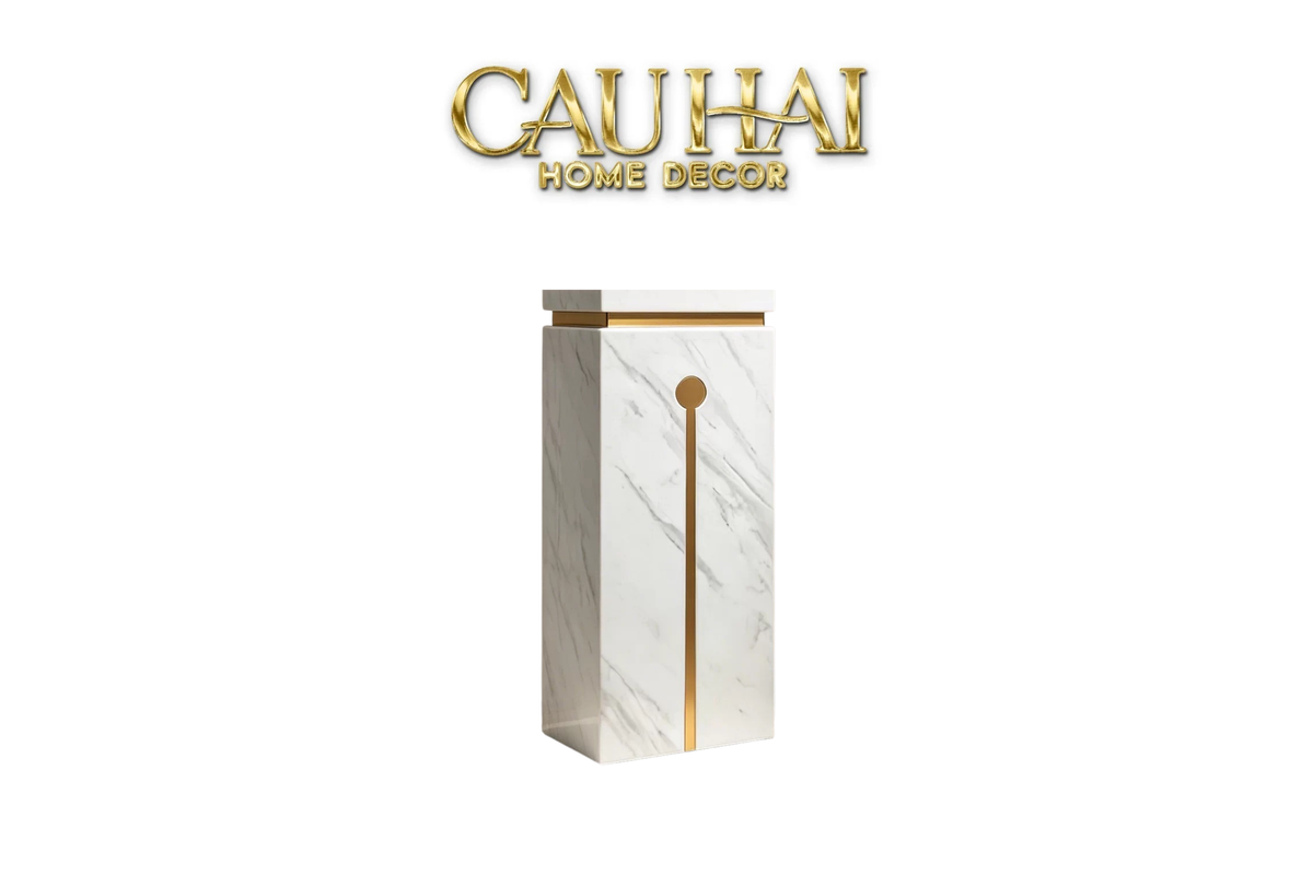 Bục Trang Trí Marble Chữ Nhật Axis D’Or Ivory H100-CẬU HAI HOME DECOR