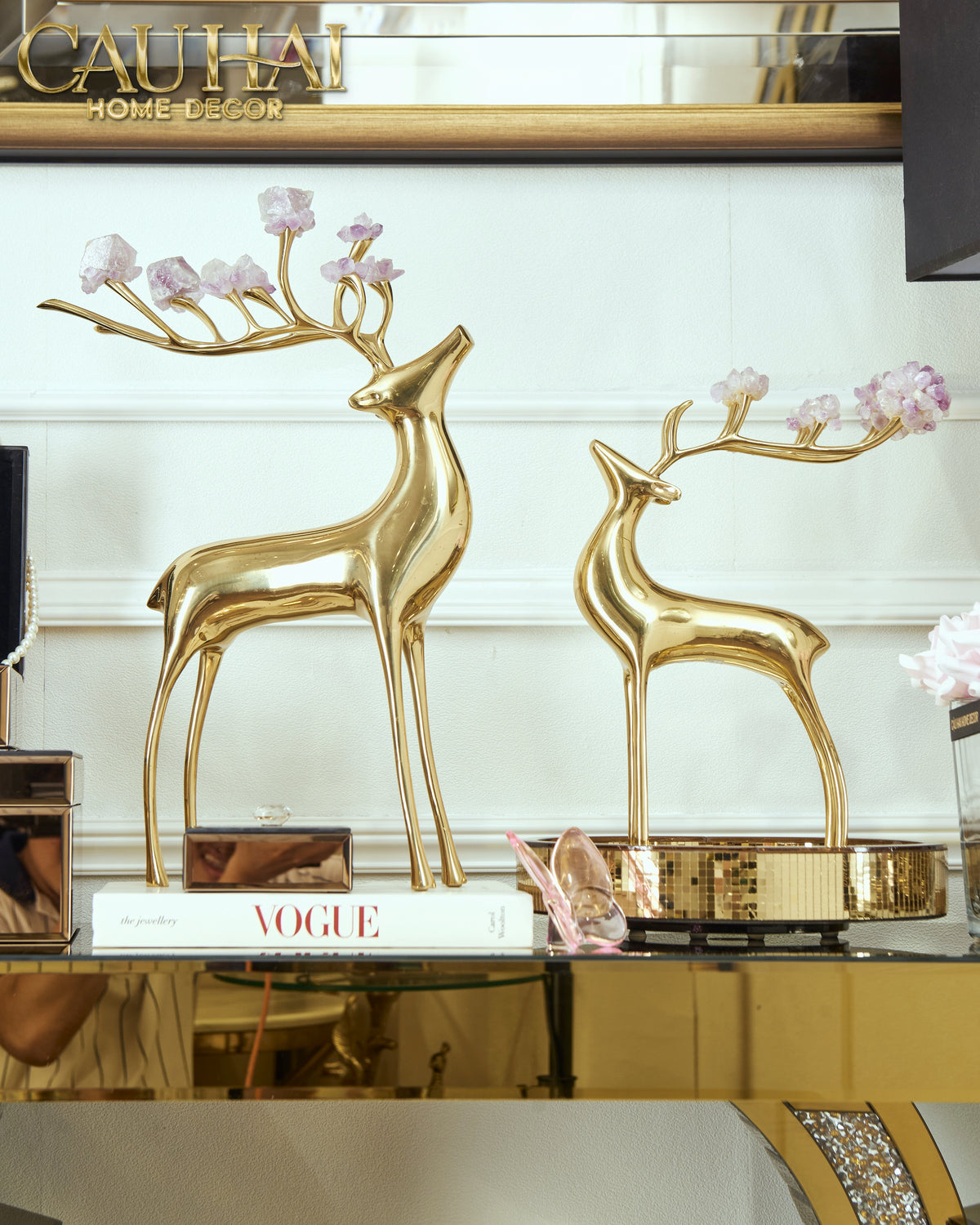 Set Tượng Maison Couture Golden Alley Elk H42/H32